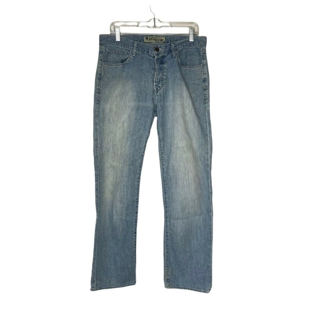 American Eagle Jeans Mens 33x32 Straight Leg Light‎ Wash Denim